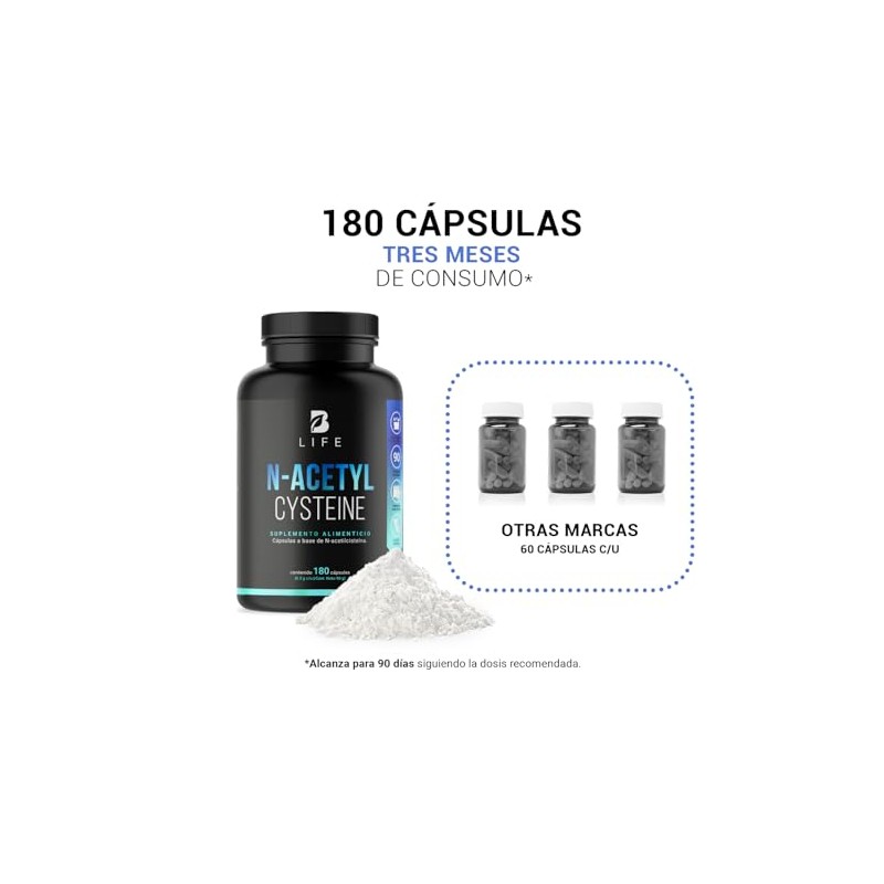 B Life NAC N Acetil Cisteína de 180 cápsulas