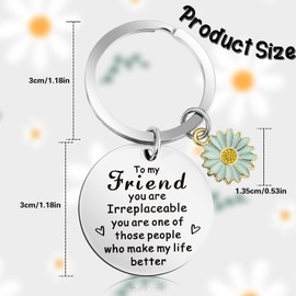 Amabro Friend Keychain Gifts Funny Keyring Gifts Sunflower Keychain Presents Cute Friendship Gifts for Best Friends True Friendship BFF Besties Sister Birthday Unique Christmas (Blue)