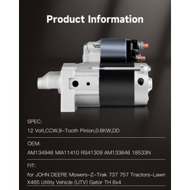 OCPTY Starter Fit for John Deere Gator TX UTV 13HP, for Kawasaki Mule KAF400 600 610 2005-2015 428000-3130 428000-3131 AM134946 21163-7020 21163-7028 410-52101 Bunker & Field Rake 1200A