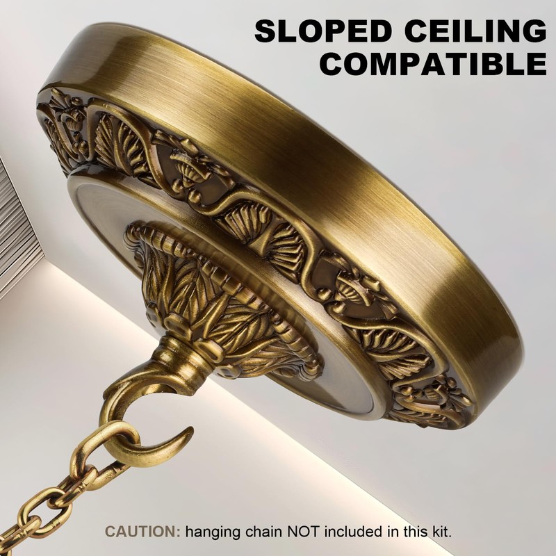 BEQUZON 5.5 inches Brass Chandelier Canopy, Antique Brass Finish Canopy