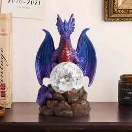 Dragon Design with Crystal Ball Desk Ornament, 1 Count Creative Fashion Desk Decorative Ornament, Desk Decoration for Home Living Room Bedroom Office School Dormitory, Home Decoration Supplies - Color: Purple, Specification: one-size