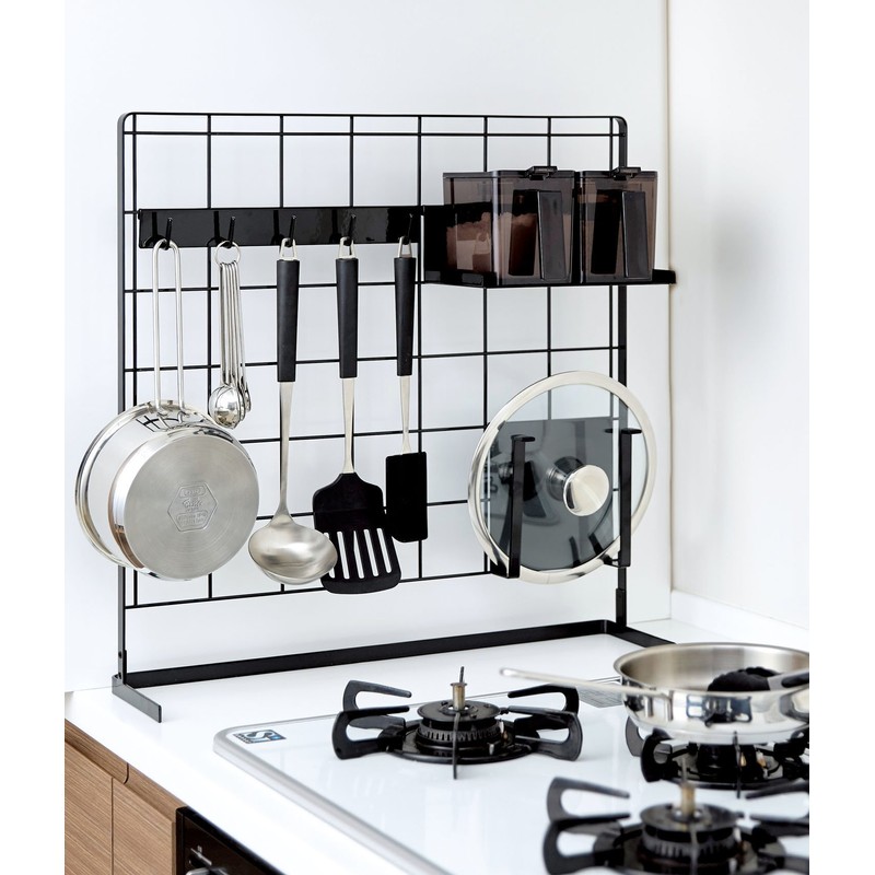 Yamazaki Kitchen Rack, Horizontal Stove Rack, Freestanding Mesh Panel for