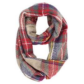 Tan Plaid Circle Infinity Scarf