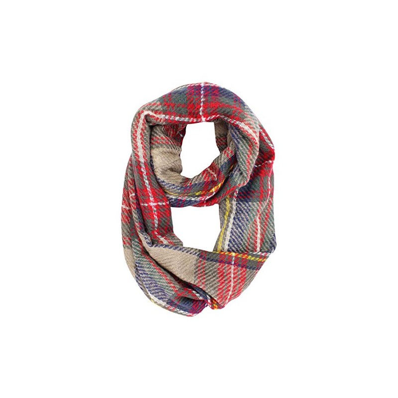 Tan Plaid Circle Infinity Scarf