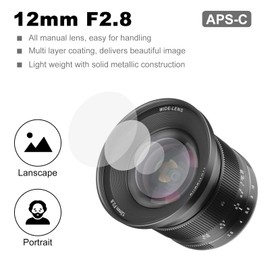 7artisans 12mm F2.8 Mark Ⅱ Ultra Wide Angle APS-C Manual Focus Prime Lens Compatible for Canon EOS-M Mount Mirrorless Cameras M1 M2 M3