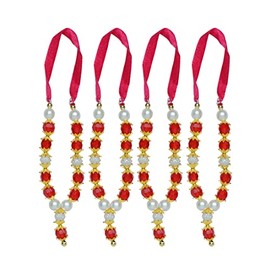 Aditri Creation Set of 4 Artificial Flowers Ribbon Garland Hair Mala for Idol-Mala for God, Pooja Sringar Articles Ornament (Size 3 Inches)