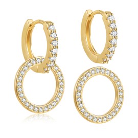 ALEXCRAFT Gold Silver Hoop Earrings Hanging Earrings for Women, Small Hanging Double Hoop Earrings Hypoallergenic Paper Clip Earrings Drop Earrings Small Hanging Earrings Women Girls, Silver