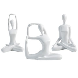 Etsdhw Yoga Statues Set of 3 Meditation Zen Yoga Resin Figurines for Bookself Spiritual Home Decor Table Decorations Sculpture for Living Room Desk Decor (White)