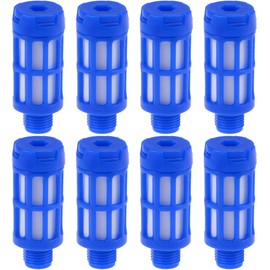 sourcingmap Plastic Pneumatic Muffler Exhaust Air Line Silencer 1/8 PT Blue, 8pcs