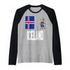 Iceland Flag Hat Helmet Viking Raglan Baseball Tee