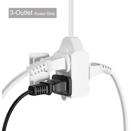 3 Feet Extension Cord with Multiple Outlets, UL Listed SPT-2 16 AWG 2 Prong Extension Cord Power Strip with Safety Caps Cover for Christmas Decor and Lights, NEMA 1-15P to NEMA 1-15R, White, 3 Pack