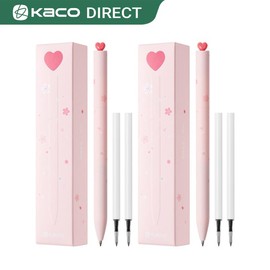 Kaco FIRST Gel Pen with Extra Refills - Vibrant Multi-style Assorted Colors, Quick Drying, Refillable, Soft Grip, Twistable, Fine Point, Lightweight, ABS Material - Perfect for Journaling, Note Taking, Aesthetic Cute Stationery Gel Pens, Holiday Gifts:_2 Pink
