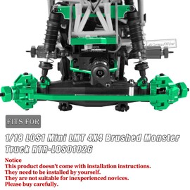 RcarmumbWow RC Upgrades for L0S1 1/18 Mini LMT 4X4,Driveshafts,Servo,Body Mount,Upper&Lower Shock Mount,Side Panel Crossbar,Rear Cup,Steering Cup&C Hub,Steering Links,Shock Strengthen Mount,Green