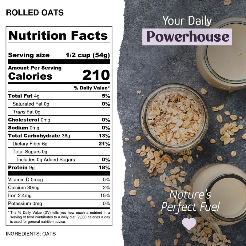 Regular Rolled Oats, Organic, Bulk, Oatmeal, Breakfast Food, Non-Gmo, High