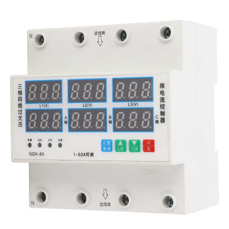 Over Under Voltage Protector 3 Phase 4 Wire Adjustable Voltage