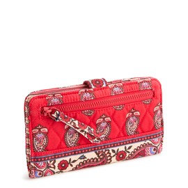 Vera Bradley Premium Cotton Tab Wallet, Flowering Paisley Goji Berry