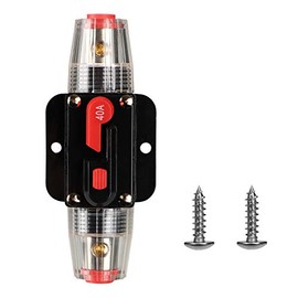 M1A2 Circuit Breaker Switch 40A Waterproof Fuse Inline Holder 3-15 AWG Resettable Fuse Manual Reset 12V-48V DC for Car Audio Sound Amplifier System RV Home Marine Boat Truck