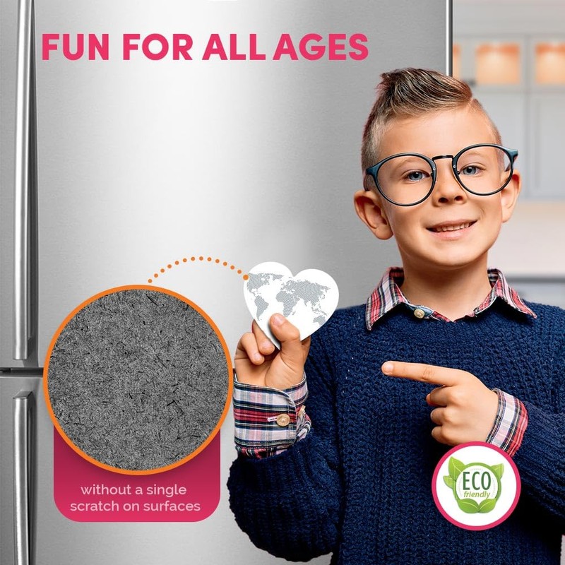 1x Heart MDF Magnet 6cm - World Map Dot Pattern