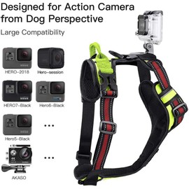 SmilePowo Dog Harness Mount Chest Back Strap Belt Pet Vest for GoPro Hero 10 9 8 7 6 5 4 3 Max Black Hero 2018 Session Fusion Silver White Insta360 DJI AKASO DBPOWER Action Camera for Dog Night Walk