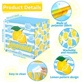 Yiaoyinnz Lemonade Stand Kit for Lemonade Stand Supplies Lemonade Tablecloth Lemonade Table Cover Outdoor Yellow Lemon Business Sign for Folding Card Table Summer Beach Picnic Birthday Party Decor