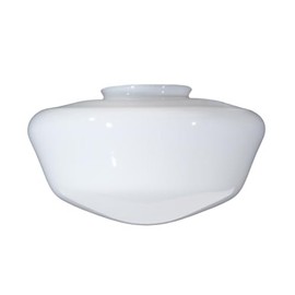 B&P Lamp® 12 Inch Diameter, Clear Over Opal, Glass Schoolhouse Shade with a 6 Inch Lip Fitter