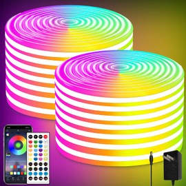 segrass 100ft Led Neon Rope Lights,Control with App/Remote,Flexible Led Rope Lights Outdoor RGB Neon Lights Waterproof,Music Sync Color Changing Led Lights for Bedroom