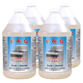 Quality Chemical Commercial Fryer & Grill Cleaner for Fryer Cleaner/Deep Fryer Cleaner/Restaurant Grade Cleaner for Commercial Use/Contains Caustic Soda Liquid/Sodium Hydroxide - 128 oz (Pack of 4)