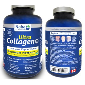 Naka Platinum Ultra Collagen featuring 1000mg of Peptain each tablet,Maximum Potency Bioactive Marine Collagen Peptides. For Skin, Nails, Bones and Joints (250 tabs)