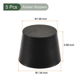 YOKIVE Pack of 5 Rubber Plugs Conical Plugs with High Temperature Resistance | Protection Hole Large for Lab Industry (Black 27 mm to 34 mm)