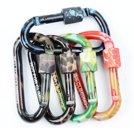 DYZD Gear Aluminum Alloy D Shape Buckles D Ring Keychains Screw Locking Spring Clip Hook Keyring Clip Hook(Style 2, 5 PCS)