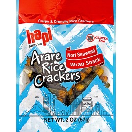 Hapi Nori Seaweed Wrap Arare Rice Crackers, 2 oz (Pack of 12)