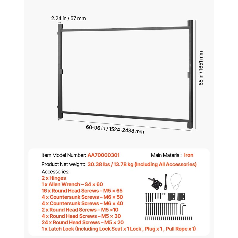 VEVOR Gate Building Kit, Fits 60 to 96 in Wide