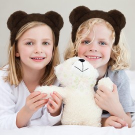 TIOSRU Bear Ears Headband for Washing Face, Brown Costume Head Wear With Cute Animal Ears for Party Cosplay, Fleece Makeup Spa Skincare for Girls Women