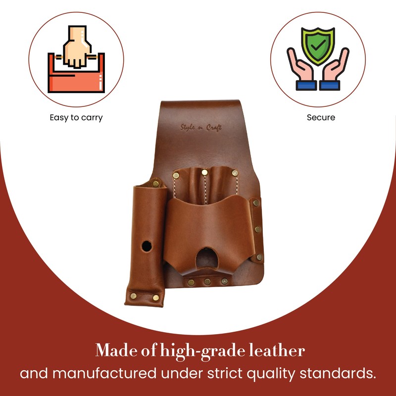 Style n Craft Tape and Knife Holder, Full-Grain Leather Tool