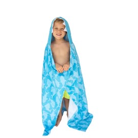 Softlux SoftLux Kids Bath Towel - Large 36x47 in., Blue, 100% Cotton, Shark Print Hooded Terry Towel for Bath, Swimming, Beach/Hooded Towels & Bath Sheets (KidHDTwlShark)