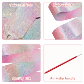 Set of 4 gymnastics bands with rod, rhythmic dance ribbons, gymnastics band, children's dance streamer, rhythmic sports gymnastics band, dance bands for artistic dance training