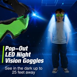 Adjustable Night Vision Goggles for Kids with Flip-Out Lights Eye Lens for Racing Hunting Bicycling Skying to Protect Eyes
