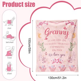 twirush Gifts for Granny, 150 * 130cm, Flannel Blanket Nan Gifts from Grandchildren, Christmas/Birthday Gifts for Granny, Nan, Nanny, Nana, Grandma (Pink)