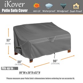 HWmatyCover Waterproof Patio Sofa Covers– Outdoor Loveseat Covers for Lawn, Patio Furniture Covers with Air Vent and Handles, Fits Up to 90" D x 38" W x 32" H