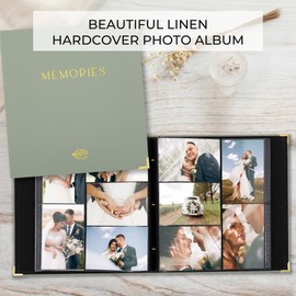 Beautiful Linen Photo Album For 4x6 Photos - Safely Holds Up To 500 Pictures of Unique Memories - The Perfect Large Photo Book To Store All Pictures of Treasured Family, Baby or Wedding Moments