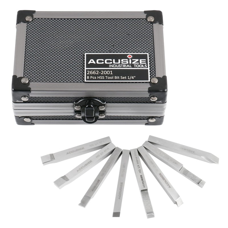 Accusize Industrial Tools 1/4'' 8 Pc H.S.S. Tool Bit Set,