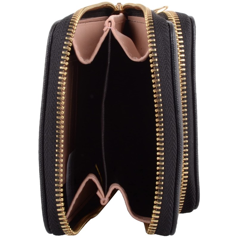 Womens Detachable Strap RFID Money Holder Dual Compartment Purse Clutch
