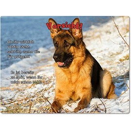 Merchandise for Fans Tin Sign / Warning Sign / Door Sign Aluminium 20 x 30 cm with German Shepherd Design 04