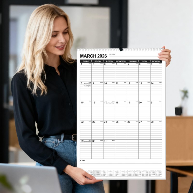 OuMuaMua Wall Calendar 2026, 18-Month Vertical Wall Calendar 2026-2027, 22"