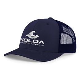 Joe's USA Koloa Surf Wave Classics Retro Trucker Cap - Mesh Snapback Hat-Navy