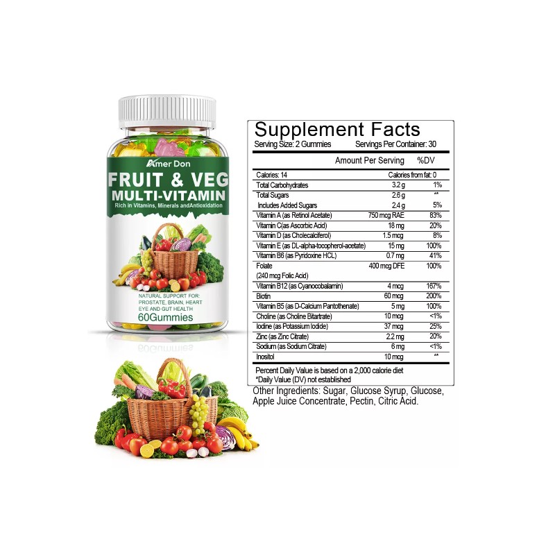 Fruits and Veggies Supplement 60 Gummies Balance of Daily Fruits