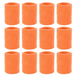 PATIKIL Sports Wristbands 8x8cm for Tennis Basketball Working Out Athletic Running Sweatband Sweat Band Orange Color 12pcs
