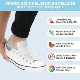 Xpand No Tie Shoelaces System with Elastic Laces - One Size Fits All Adult and Kids Shoes (Pack of 3)