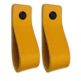 Brute Strength - Leather Drawer Pulls - Ochre yellow - 2 pcs - 6-1/2 x 1 ’’ - Leather Handle - Leather Dresser Pulls - Cabinet knobs Dresser knobs - Dresser handles