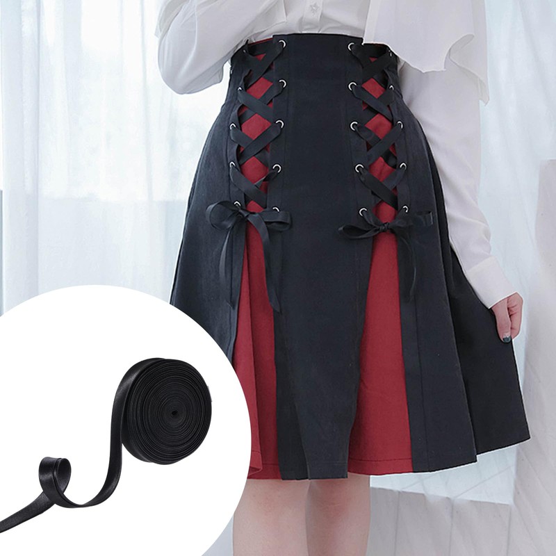 197 Inches Corset Ribbon Laces Elegant Black Straps for Dress